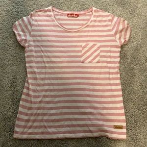 Pink and white stripe tee, size large